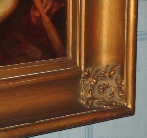 EARLY VICTORIAN OIL PAINTING OF AN ANGEL - ADDITIONAL PHOTO 3