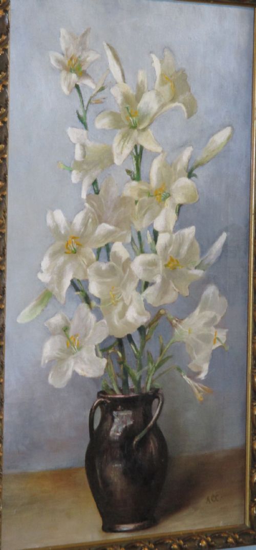 'LILIES' STILL LIFE OIL PAINTING BY ALFRED CHARLES CONRADE - ADDITIONAL PHOTO 2