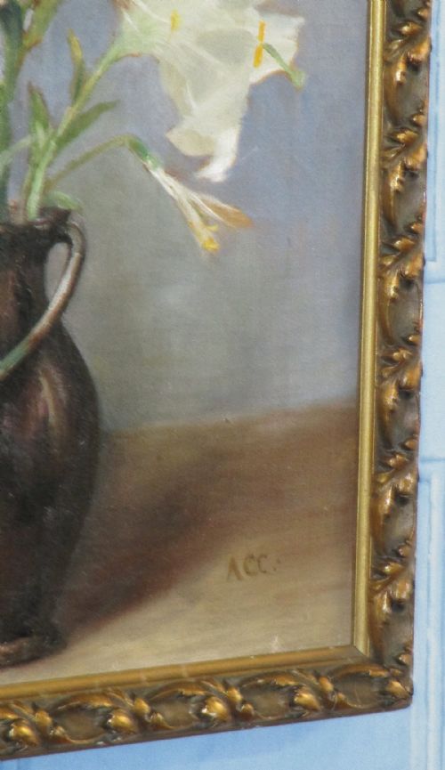'LILIES' STILL LIFE OIL PAINTING BY ALFRED CHARLES CONRADE - ADDITIONAL PHOTO 5