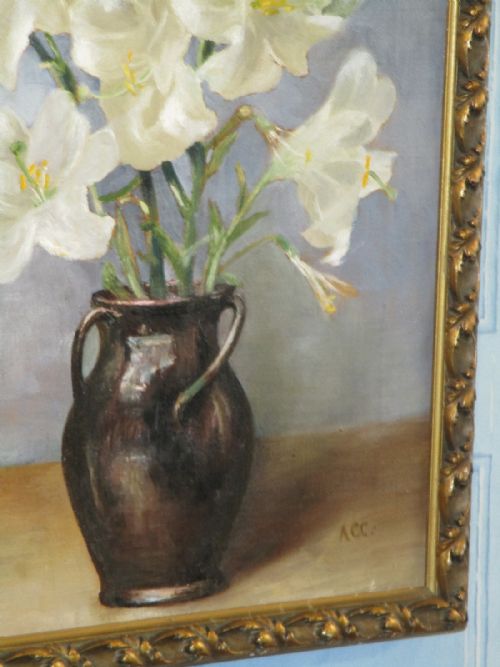 'LILIES' STILL LIFE OIL PAINTING BY ALFRED CHARLES CONRADE - ADDITIONAL PHOTO 7