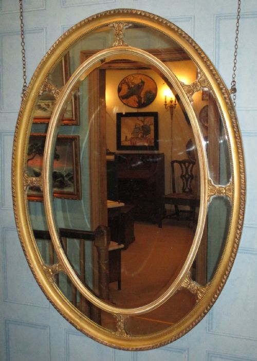 large edwardian adam style oval gilt mirror - CATEGORY: ANTIQUE MIRRORS - DATED EDWARDIAN