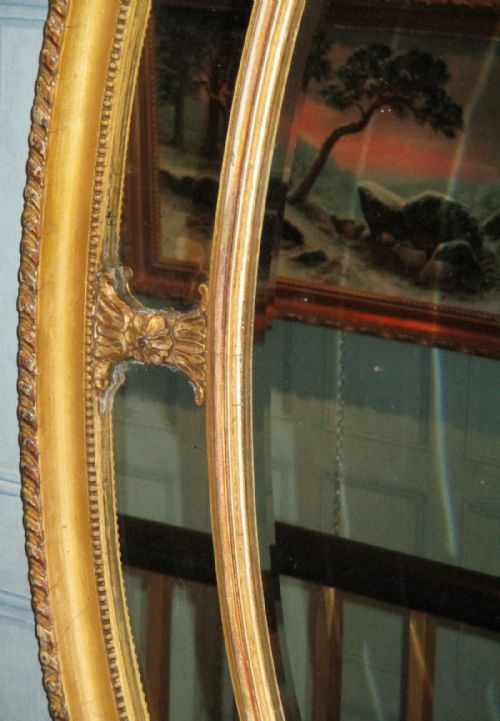 LARGE EDWARDIAN ADAM STYLE OVAL GILT MIRROR - ADDITIONAL PHOTO 1