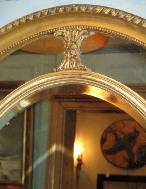 LARGE EDWARDIAN ADAM STYLE OVAL GILT MIRROR - ADDITIONAL PHOTO 2
