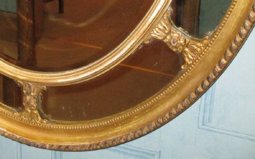 LARGE EDWARDIAN ADAM STYLE OVAL GILT MIRROR - ADDITIONAL PHOTO 3
