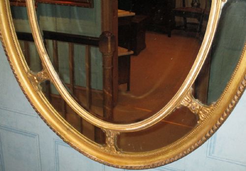 LARGE EDWARDIAN ADAM STYLE OVAL GILT MIRROR - ADDITIONAL PHOTO 4