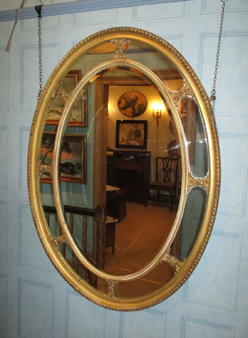 LARGE EDWARDIAN ADAM STYLE OVAL GILT MIRROR - ADDITIONAL PHOTO 5