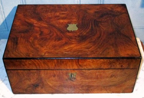 PARKINS AND GOTTO BUR WALNUT WRITING SLOPE - ADDITIONAL PHOTO 2