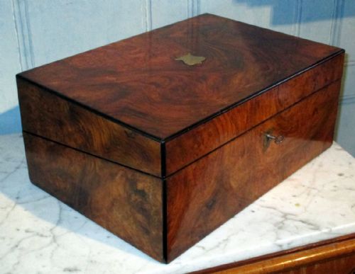 PARKINS AND GOTTO BUR WALNUT WRITING SLOPE - ADDITIONAL PHOTO 3