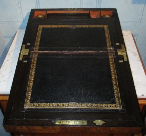 PARKINS AND GOTTO BUR WALNUT WRITING SLOPE - ADDITIONAL PHOTO 4