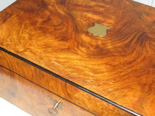 PARKINS AND GOTTO BUR WALNUT WRITING SLOPE - ADDITIONAL PHOTO 5