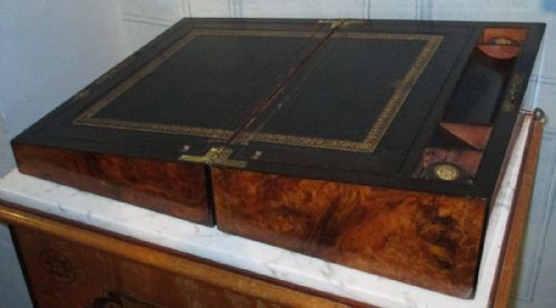 PARKINS AND GOTTO BUR WALNUT WRITING SLOPE - ADDITIONAL PHOTO 6