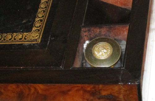 PARKINS AND GOTTO BUR WALNUT WRITING SLOPE - ADDITIONAL PHOTO 7