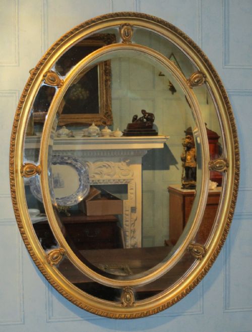 victorian gilt oval mirror - CATEGORY: ANTIQUE MIRRORS - DATED 1880