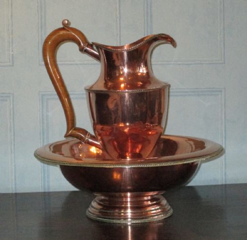 large copper jug and wash bowl - CATEGORY: ANTIQUE METAL - DATED 1850
