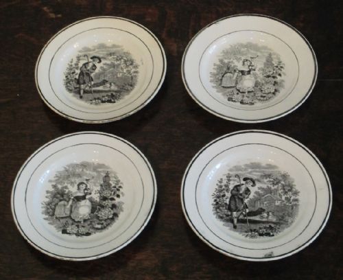 set of 4 regency child's plates - CATEGORY: ANTIQUE CERAMICS - DATED REGENCY