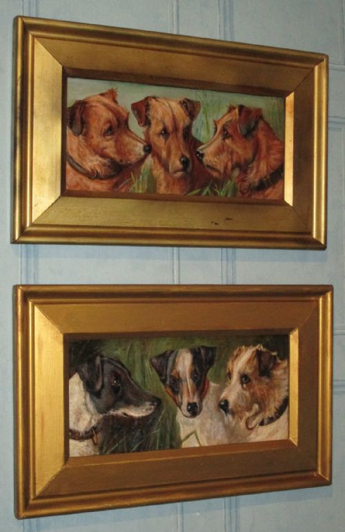 SUPERB PAIR OF OIL PAINTINGS OF TERRIERS - ADDITIONAL PHOTO 1