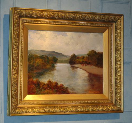 oil painting 'the river tay at aberfeldy' - CATEGORY: ANTIQUE ART - DATED 1890