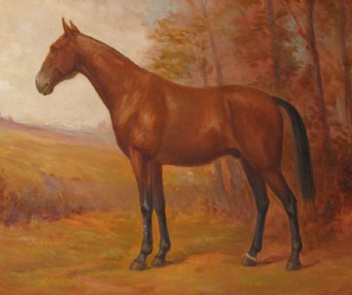 FINE HORSE AND HUNTING OIL PAINTING - ADDITIONAL PHOTO 2