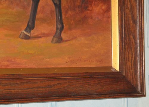 FINE HORSE AND HUNTING OIL PAINTING - ADDITIONAL PHOTO 5