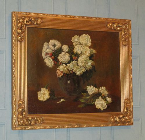 french still life oil painting - CATEGORY: ANTIQUE ART - DATED 1900