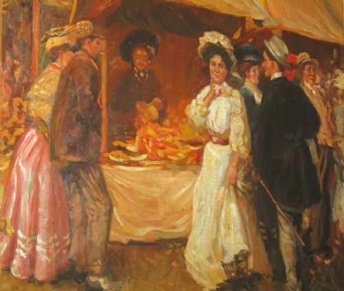 IMPRESSIONIST FAIR OR MARKET SCENE OIL PAINTING - ADDITIONAL PHOTO 1