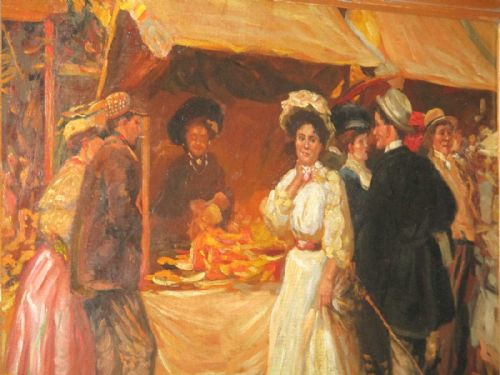 IMPRESSIONIST FAIR OR MARKET SCENE OIL PAINTING - ADDITIONAL PHOTO 2