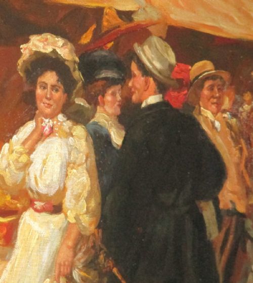 IMPRESSIONIST FAIR OR MARKET SCENE OIL PAINTING - ADDITIONAL PHOTO 3