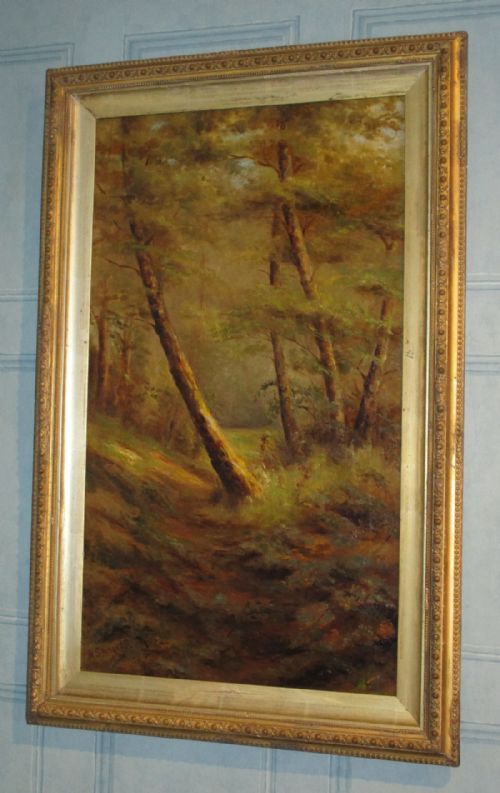victorian woodland oil painting - CATEGORY: ANTIQUE ART - DATED 1890
