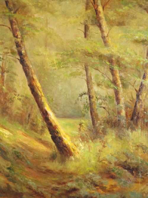 VICTORIAN WOODLAND OIL PAINTING - ADDITIONAL PHOTO 3