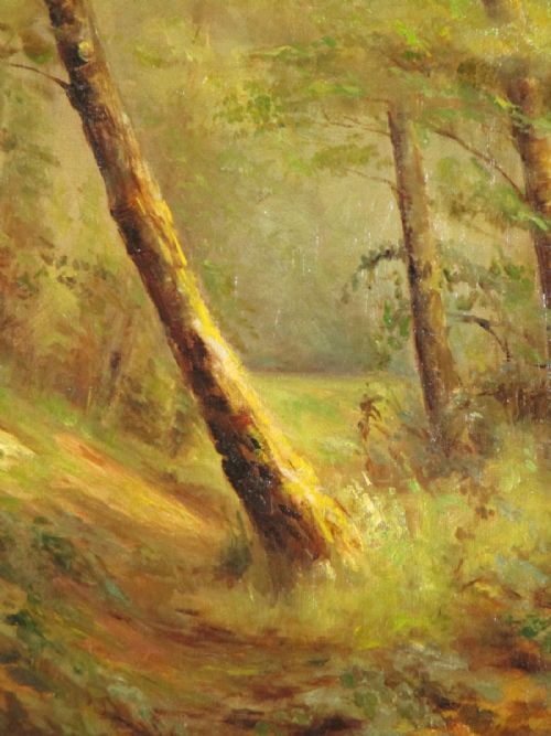 VICTORIAN WOODLAND OIL PAINTING - ADDITIONAL PHOTO 4