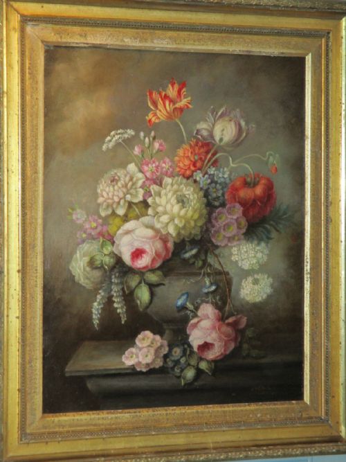 SUPERB STILL LIFE OIL OF FLOWERS - ADDITIONAL PHOTO 1