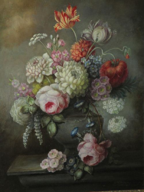SUPERB STILL LIFE OIL OF FLOWERS - ADDITIONAL PHOTO 2
