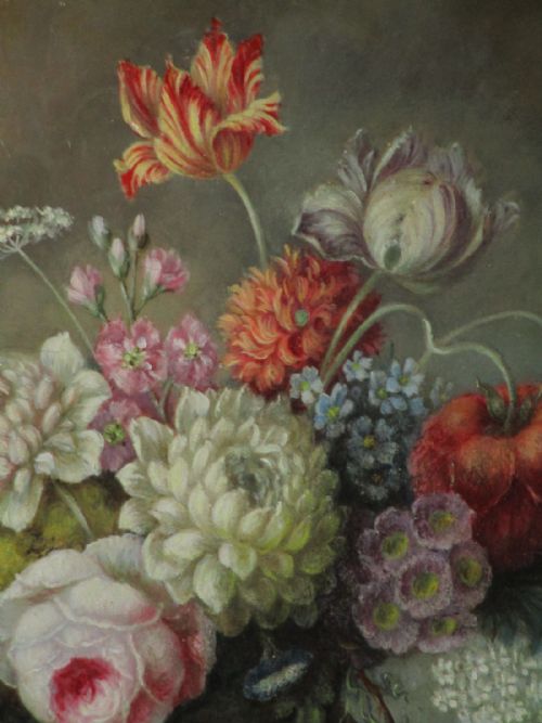 SUPERB STILL LIFE OIL OF FLOWERS - ADDITIONAL PHOTO 4