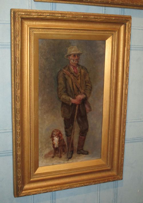 PAIR OF VICTORIAN SHOOTING PORTRAIT OIL PAINTINGS - ADDITIONAL PHOTO 1