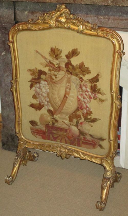 fine victorian giltwood fire screen - CATEGORY: ANTIQUE FIREPLACES - DATED 1860