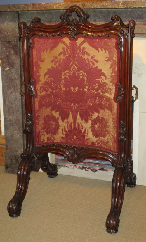 ex stately home walnut fire screen - CATEGORY: ANTIQUE FIREPLACES - DATED 1870