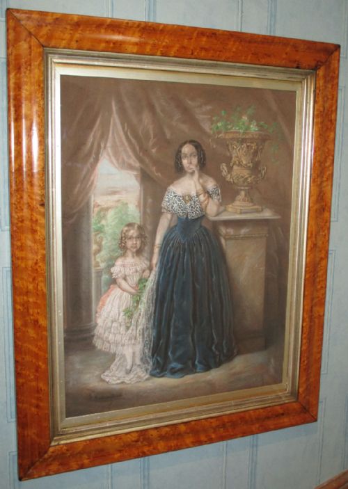 early victorian pastel portrait group - CATEGORY: ANTIQUE ART - DATED 1850