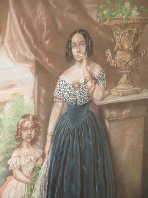 EARLY VICTORIAN PASTEL PORTRAIT GROUP - ADDITIONAL PHOTO 3