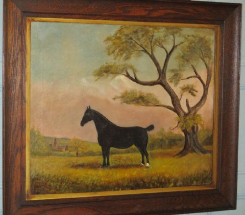 SUPERB NAIVE SCHOOL OIL PAINTING OF A HORSE - ADDITIONAL PHOTO 1