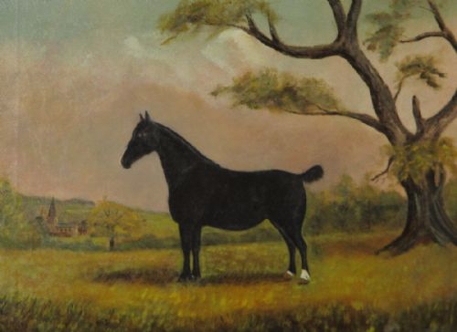 SUPERB NAIVE SCHOOL OIL PAINTING OF A HORSE - ADDITIONAL PHOTO 2