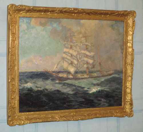 superb royal academy marine oil painting - CATEGORY: ANTIQUE ART - DATED 1940