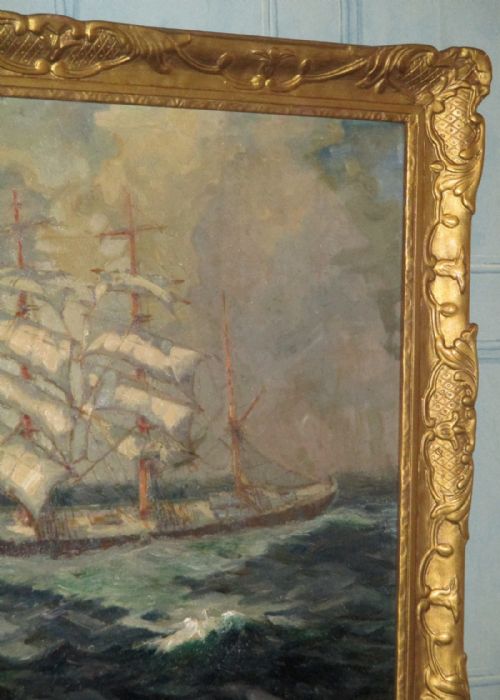 SUPERB ROYAL ACADEMY MARINE OIL PAINTING - ADDITIONAL PHOTO 2