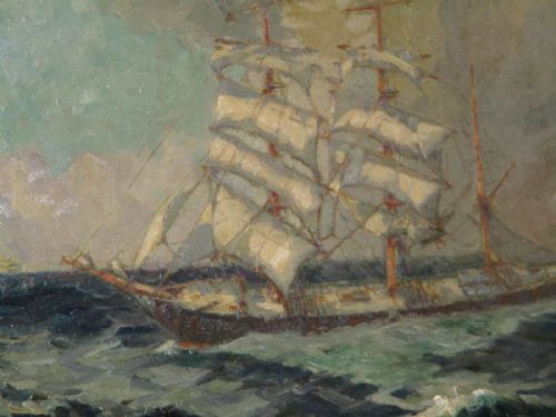 SUPERB ROYAL ACADEMY MARINE OIL PAINTING - ADDITIONAL PHOTO 3