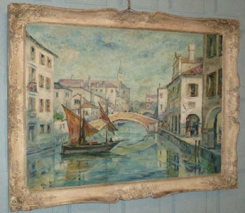 large impressionist oil painting of venice - CATEGORY: ANTIQUE ART - DATED 1940