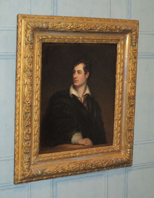 superb georgian oil portrait of lord byron - CATEGORY: ANTIQUE ART - DATED REGENCY