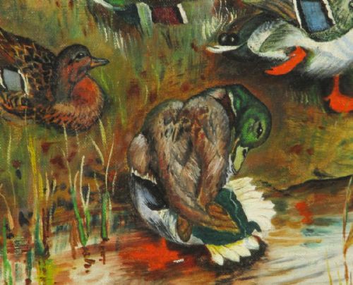 CHARMING OIL PAINTING OF DUCKS - ADDITIONAL PHOTO 1