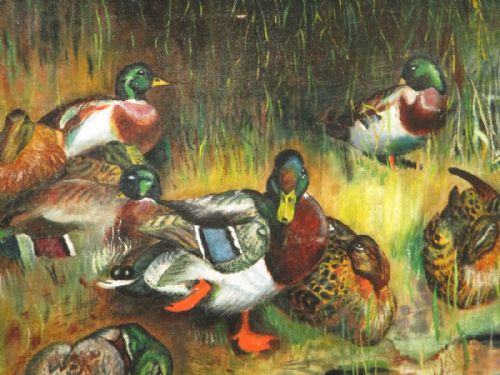 CHARMING OIL PAINTING OF DUCKS - ADDITIONAL PHOTO 3
