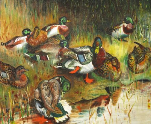 CHARMING OIL PAINTING OF DUCKS - ADDITIONAL PHOTO 4
