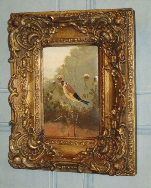 CHARMING OIL PAINTING OF A GOLDFINCH - ADDITIONAL PHOTO 4