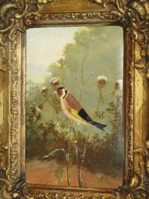 CHARMING OIL PAINTING OF A GOLDFINCH - ADDITIONAL PHOTO 5